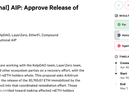 Arbitrum vote to release $71M in frozen Kelp exploit ETH set to pass img2