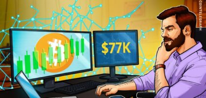 Bitcoin’s surge to $77K pressures shorts, but absent spot and long leverage caps rallies