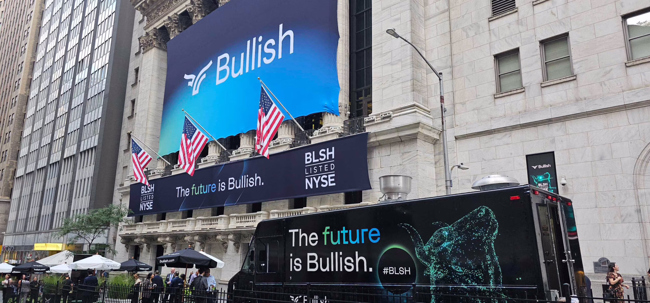 Crypto platform Bullish goes public on the New York Stock Exchange. (CoinDesk/Nik De)