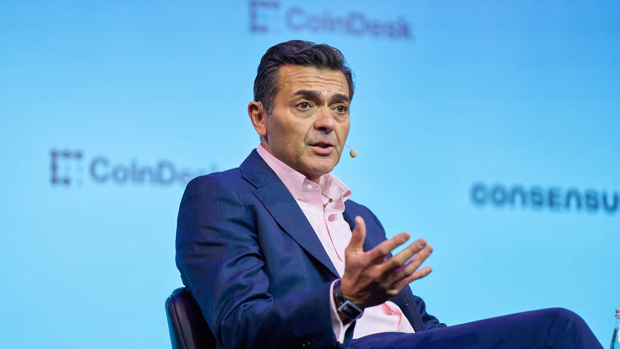 Frank La Salla, President and CEO of the Depository Trust & Clearing Corporation (DTCC) speaking at Consensus 2026 in Miami (CoinDesk)