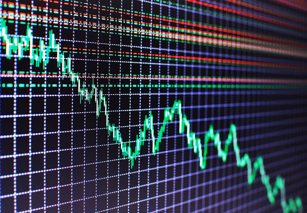 Screen chart showing a descending line