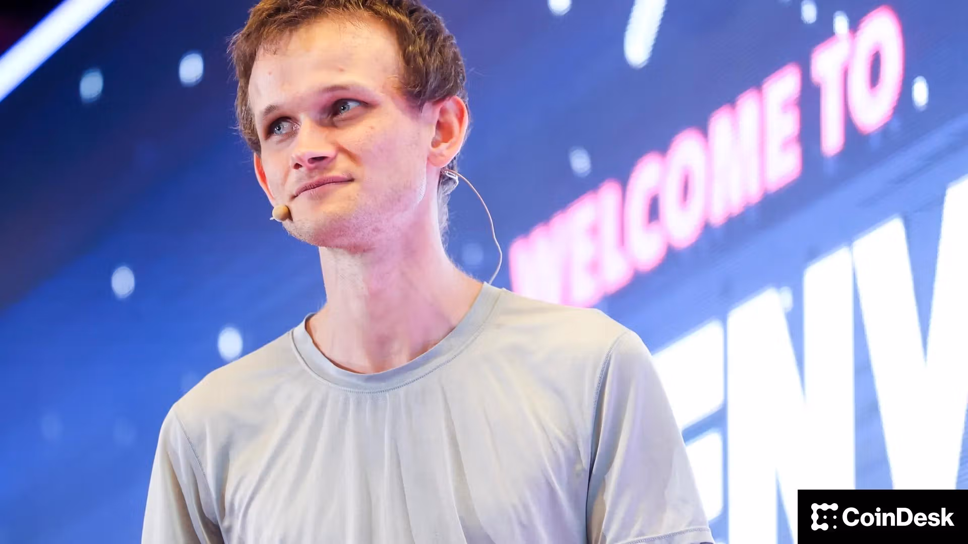 Vitalik Buterin speaking at ETHDenver in February 2022