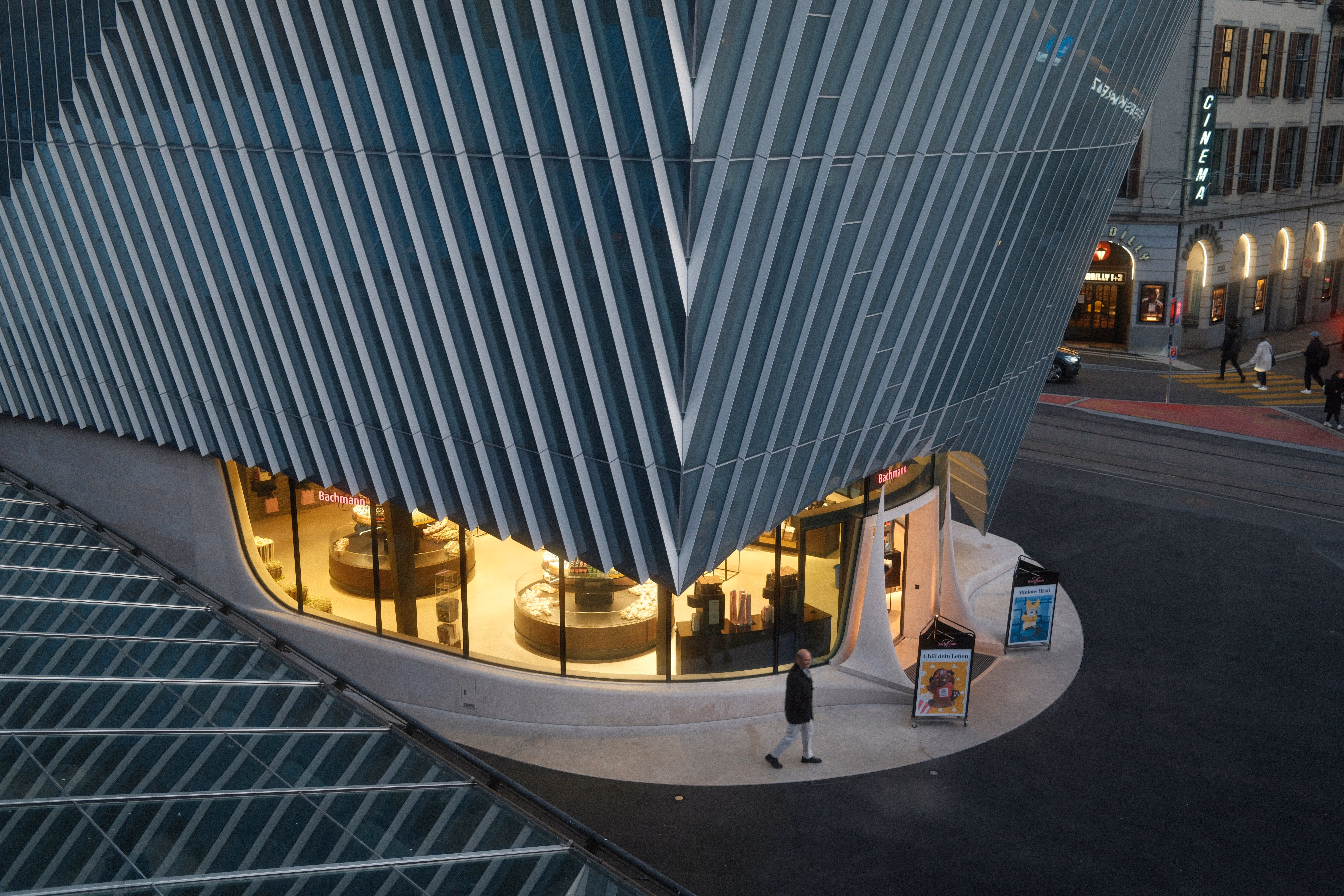 pedestrian near building