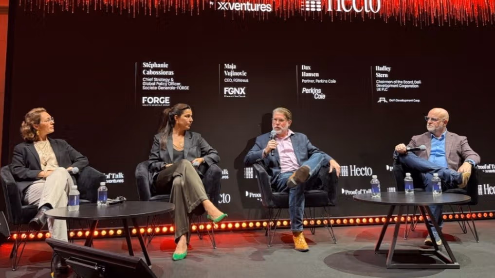 The panel at Proof of Talk in Paris.