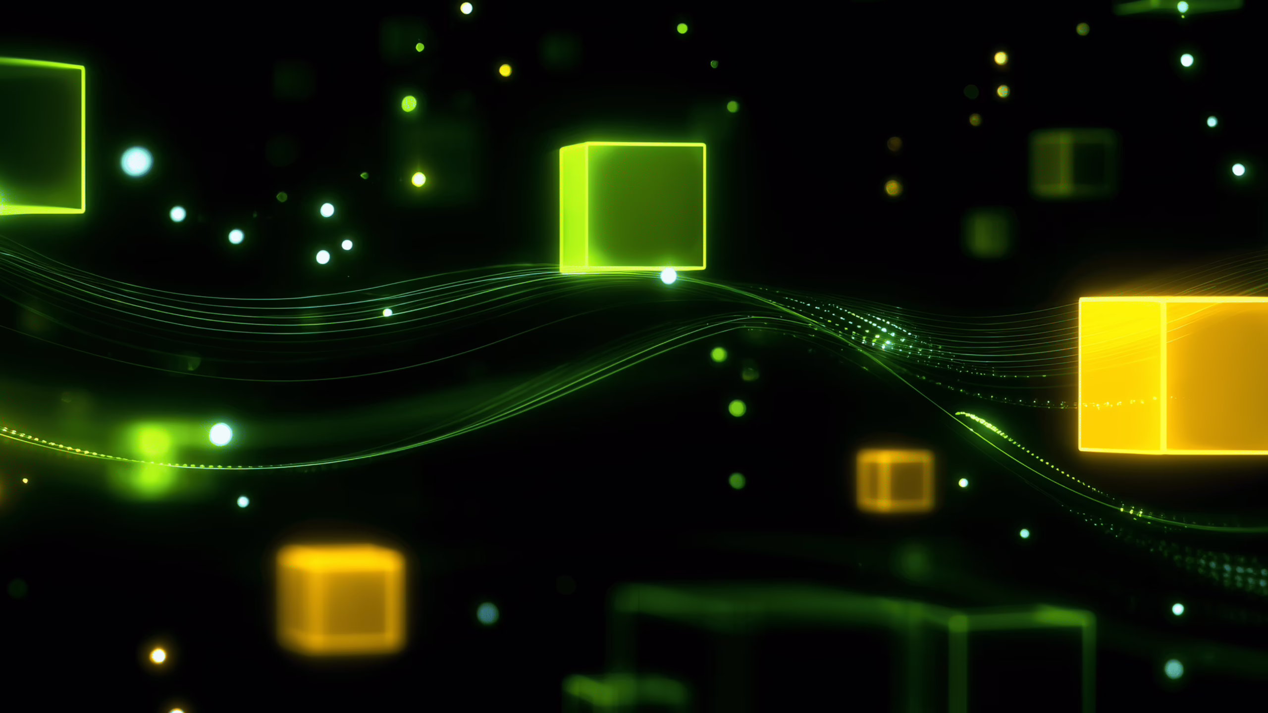 Abstract blockchain networks illustration with glowing cubes representing digital assets