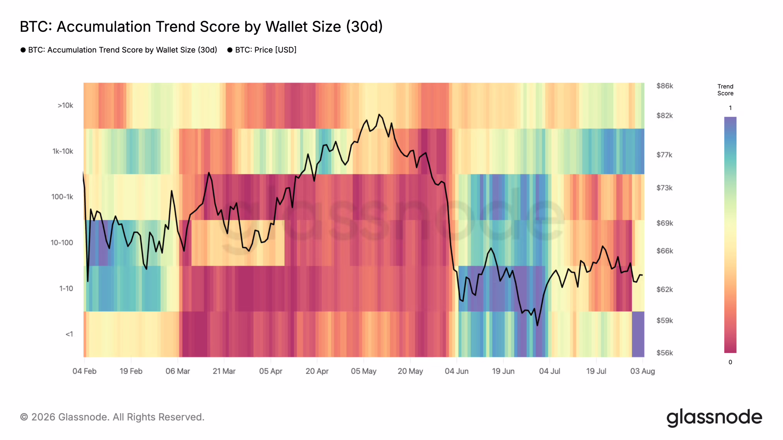 Accumulation Trend Score by Cohort (Glassnode)